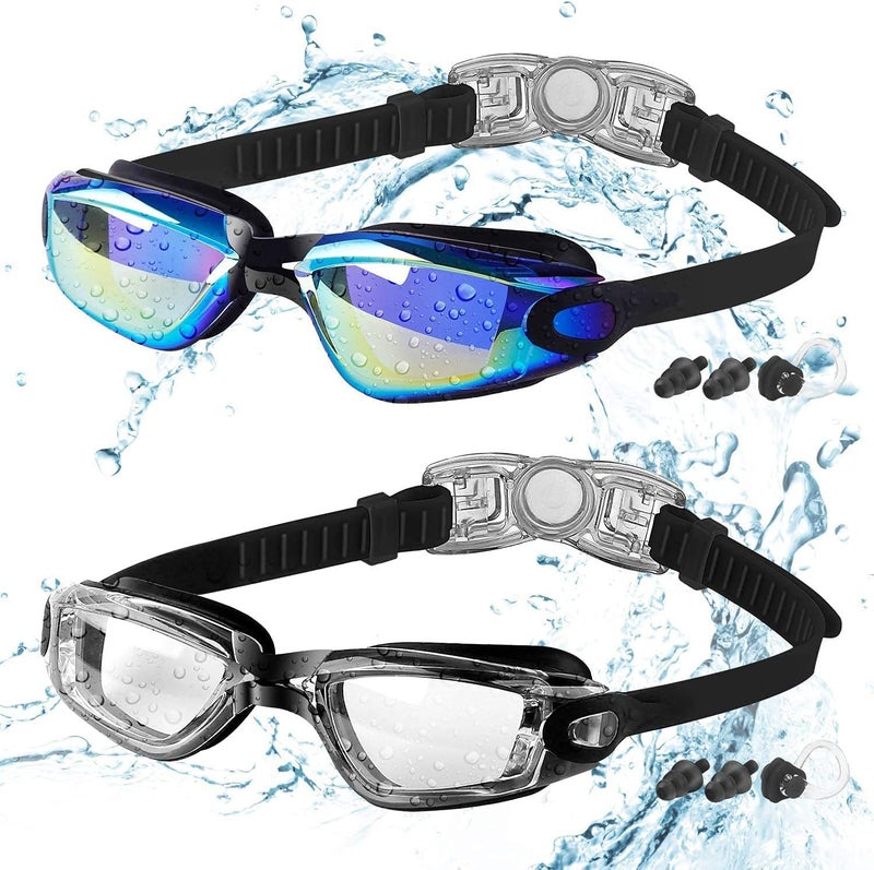 COOLOO Kids Swim Goggles, 2 Packs Swimming Goggles for Kids Girls Boys and Child Age 4-16 - Image 1